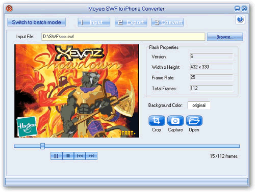 Screenshots of swf to iphone video covnerter importing swf file