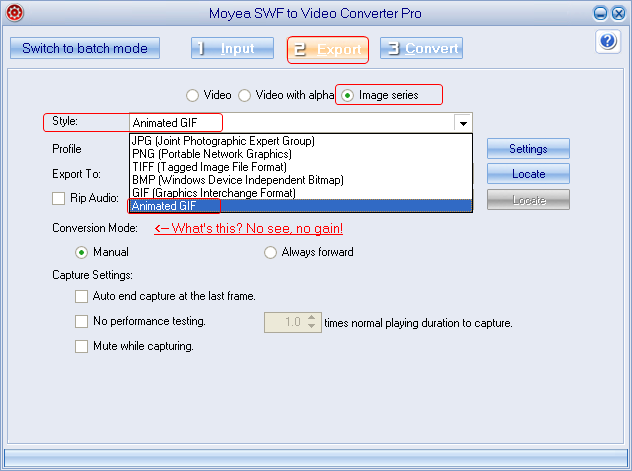 Flash to FonePad: Choose output image