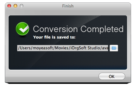 SWF Converter Mac: SWF to video conversion finished