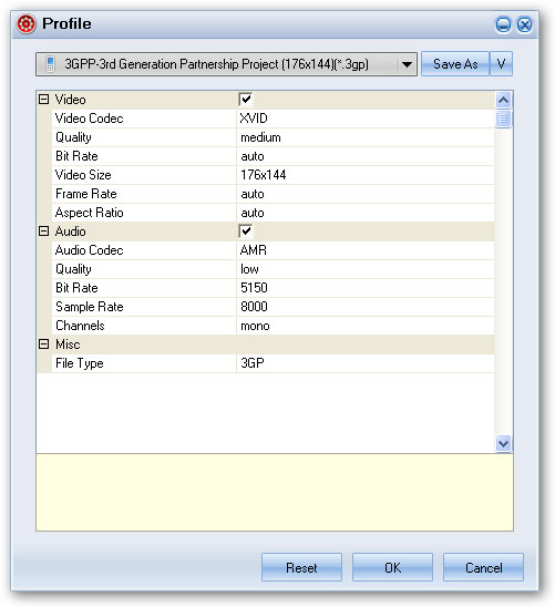 format setting - flash to 3gp converter