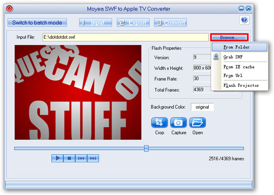 Input files - flash to appletv converter
