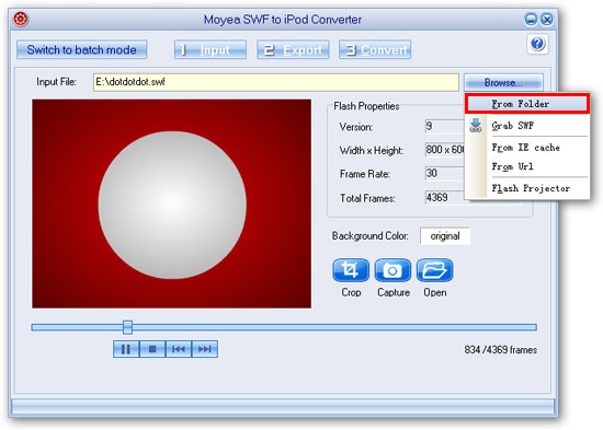 input files - swf to ipod converter