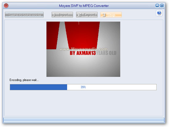 Output files in single mode - flash to mepg converter